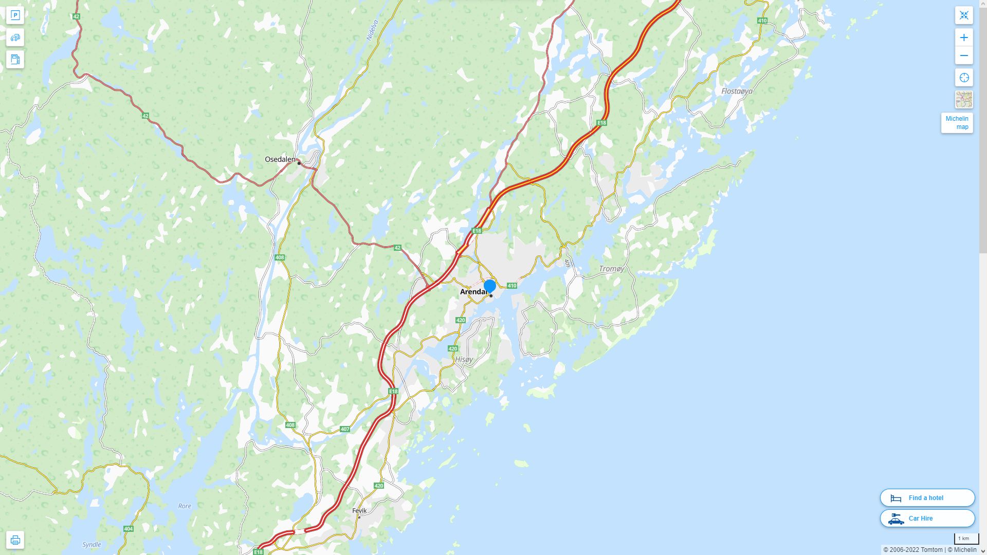 Arendal Norvege Autoroute et carte routiere